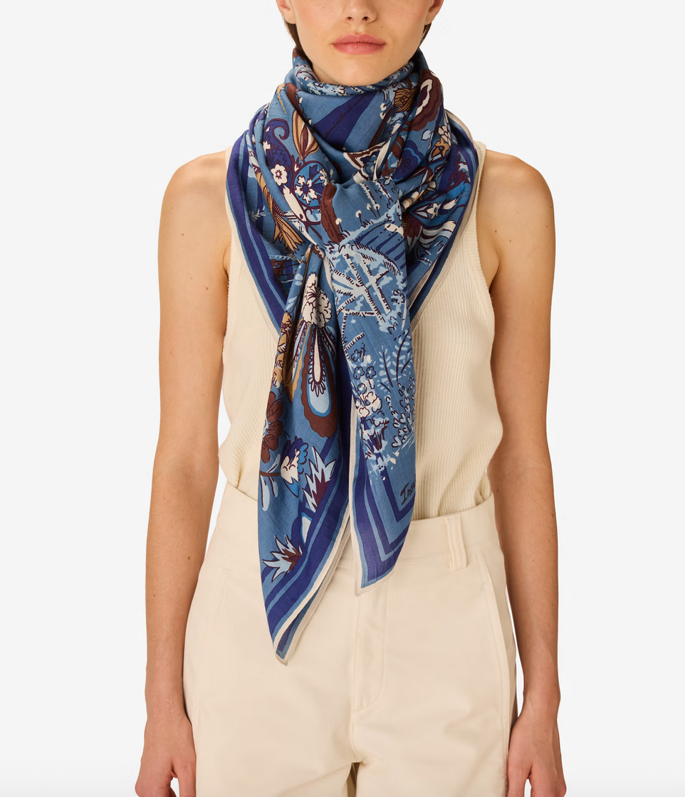 square scarf 130 pagode blue