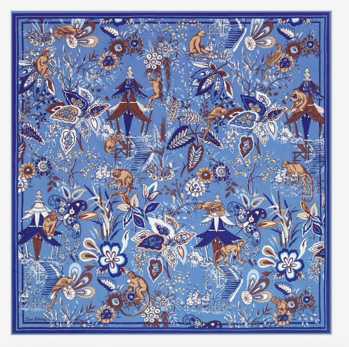 square scarf 130 pagode blue