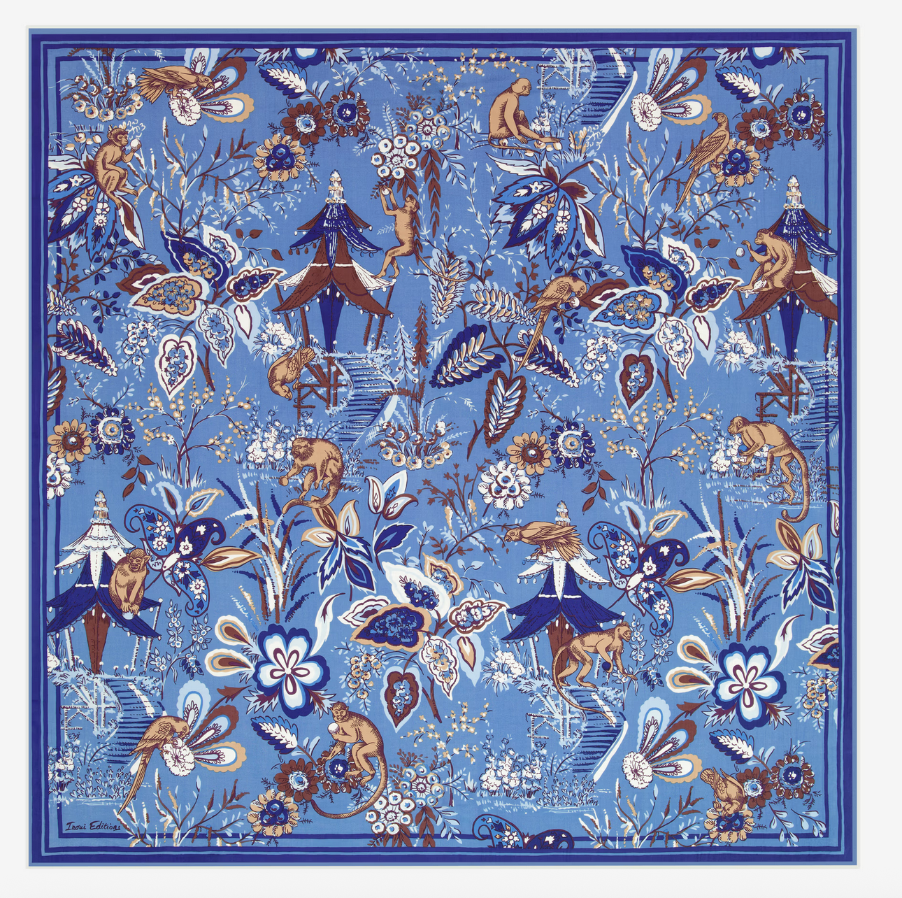 square scarf 130 pagode blue
