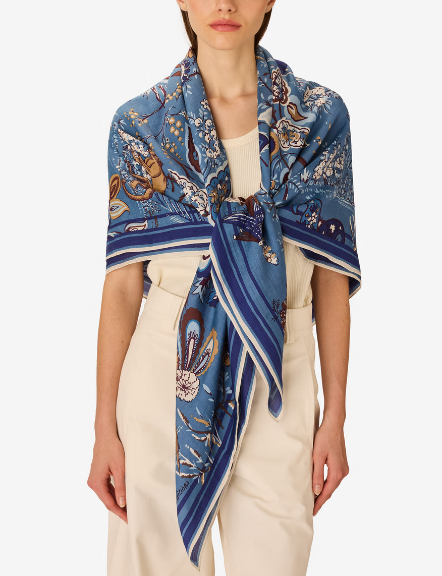 square scarf 130 pagode blue