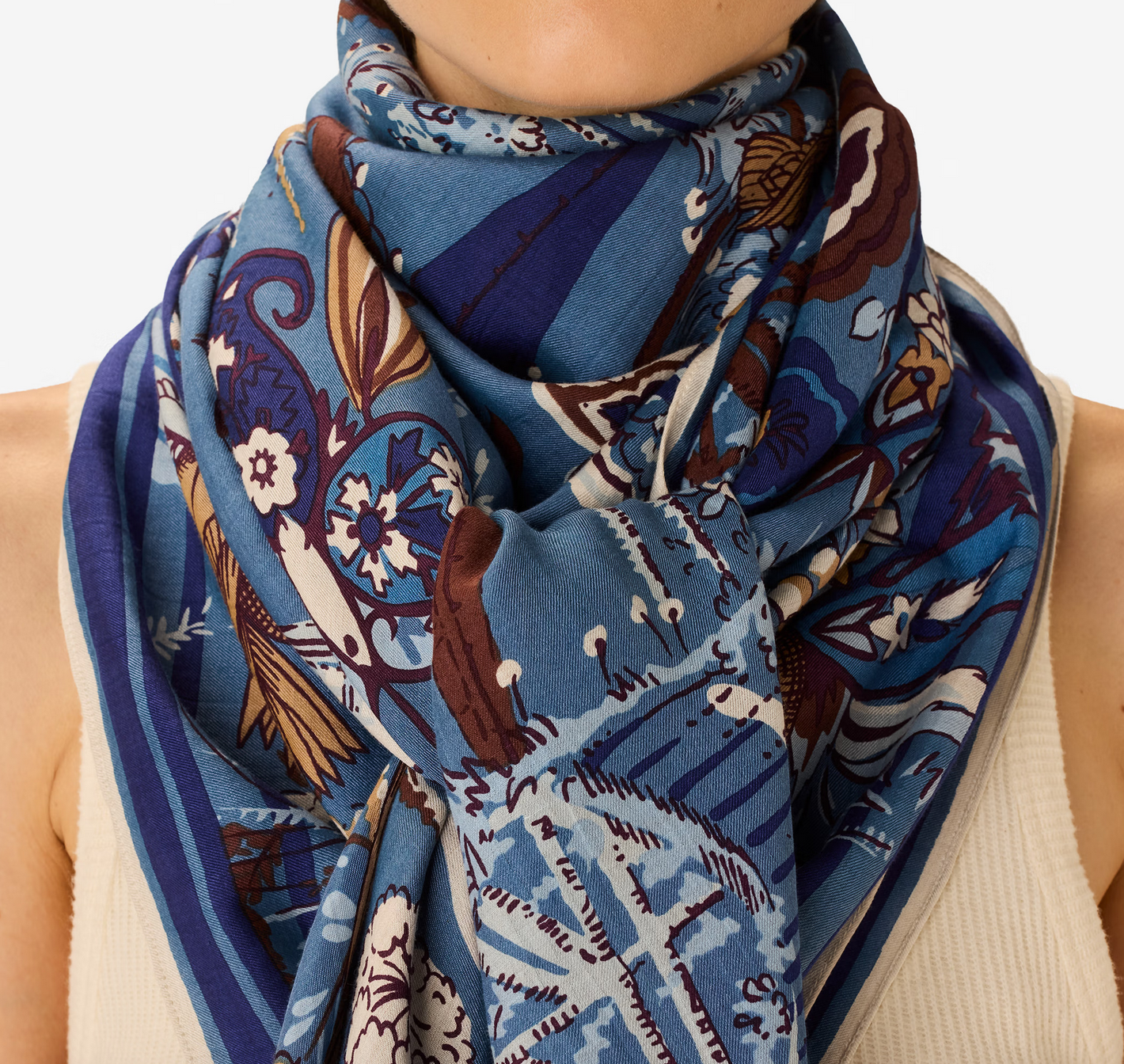 square scarf 130 pagode blue