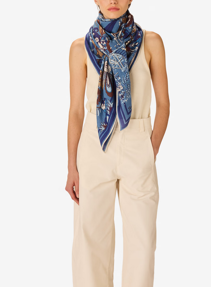 square scarf 130 pagode blue