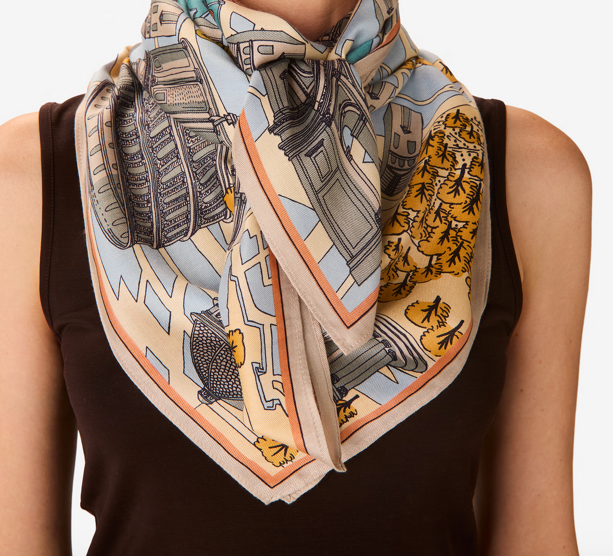 square scarf 100 Rome grey