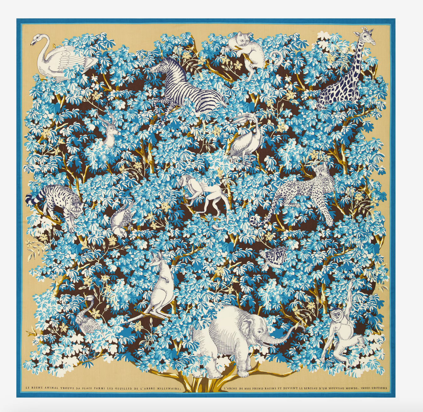 square scarf 130 bestiaire beige