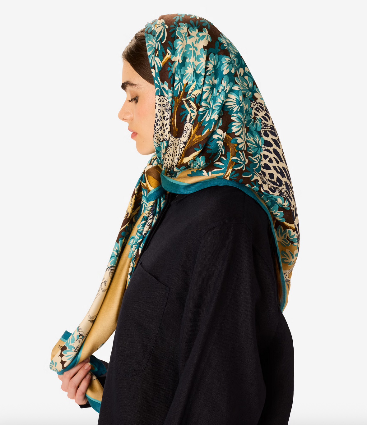 square scarf 130 bestiaire beige
