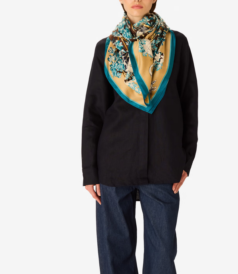 square scarf 130 bestiaire beige
