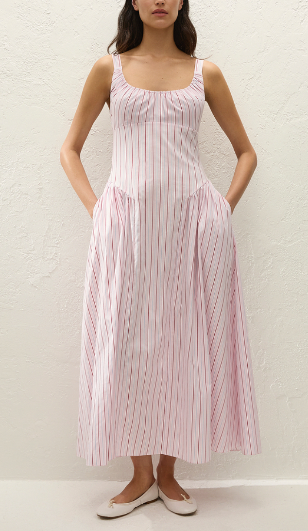 marcella midi dress fiori stripe palazzo