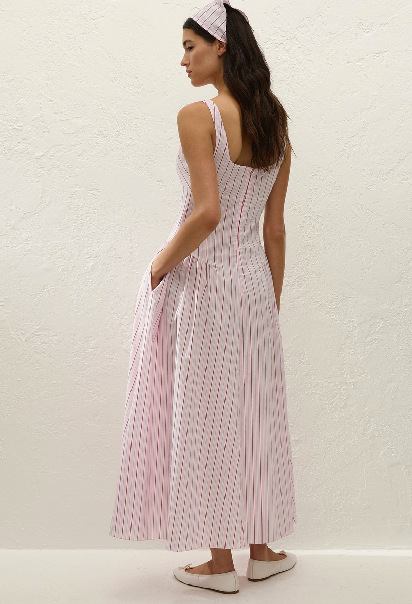 marcella midi dress fiori stripe palazzo