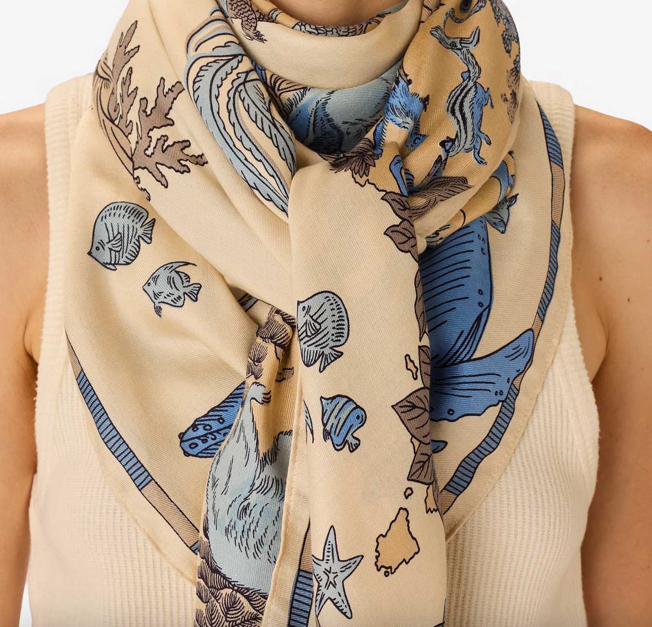 square scarf 130 atlas white