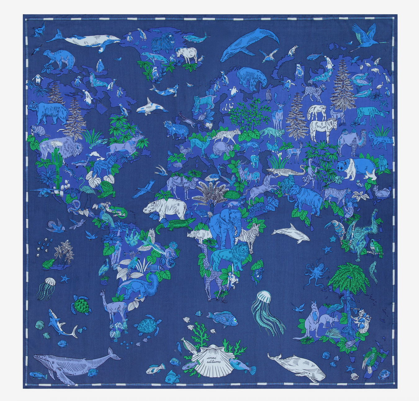 square scarf 130 atlas blue