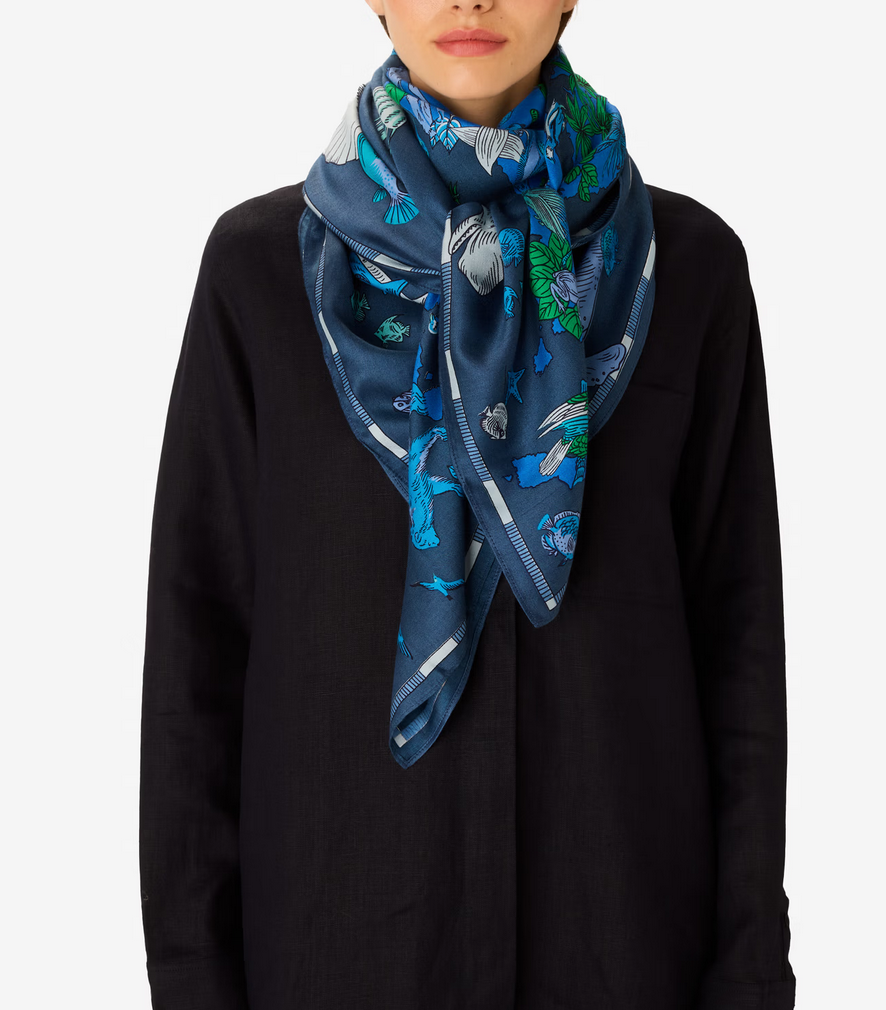 square scarf 130 atlas blue