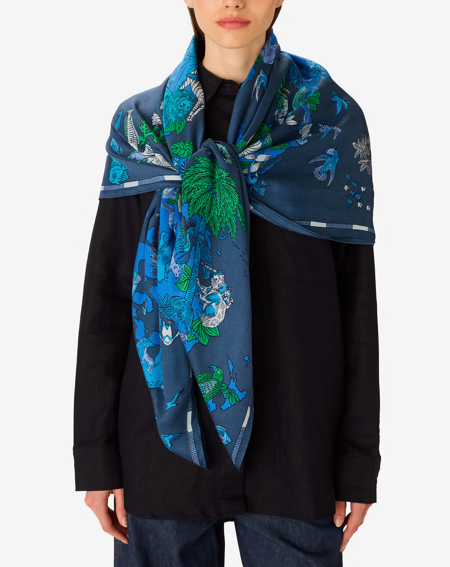 square scarf 130 atlas blue