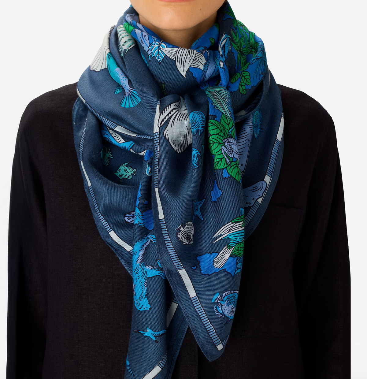 square scarf 130 atlas blue