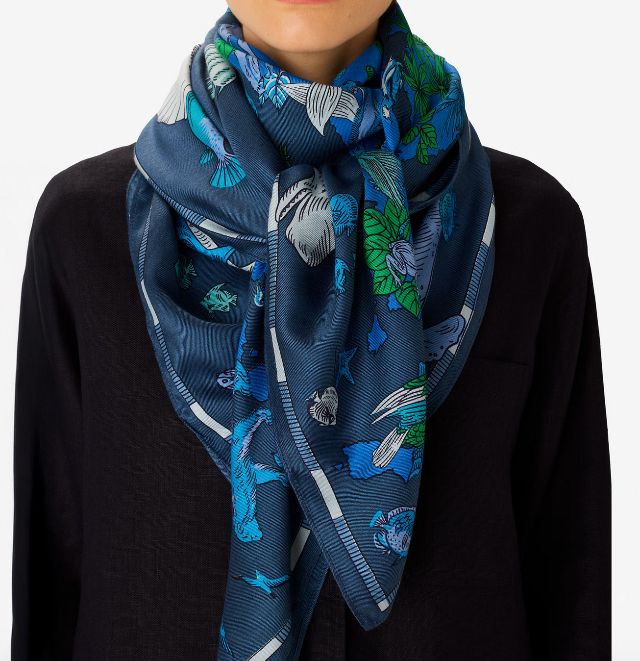 square scarf 130 atlas blue