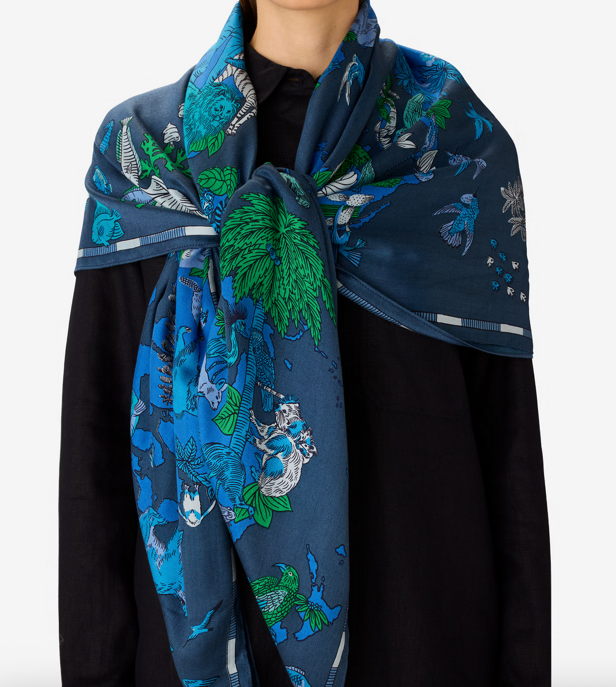 square scarf 130 atlas blue
