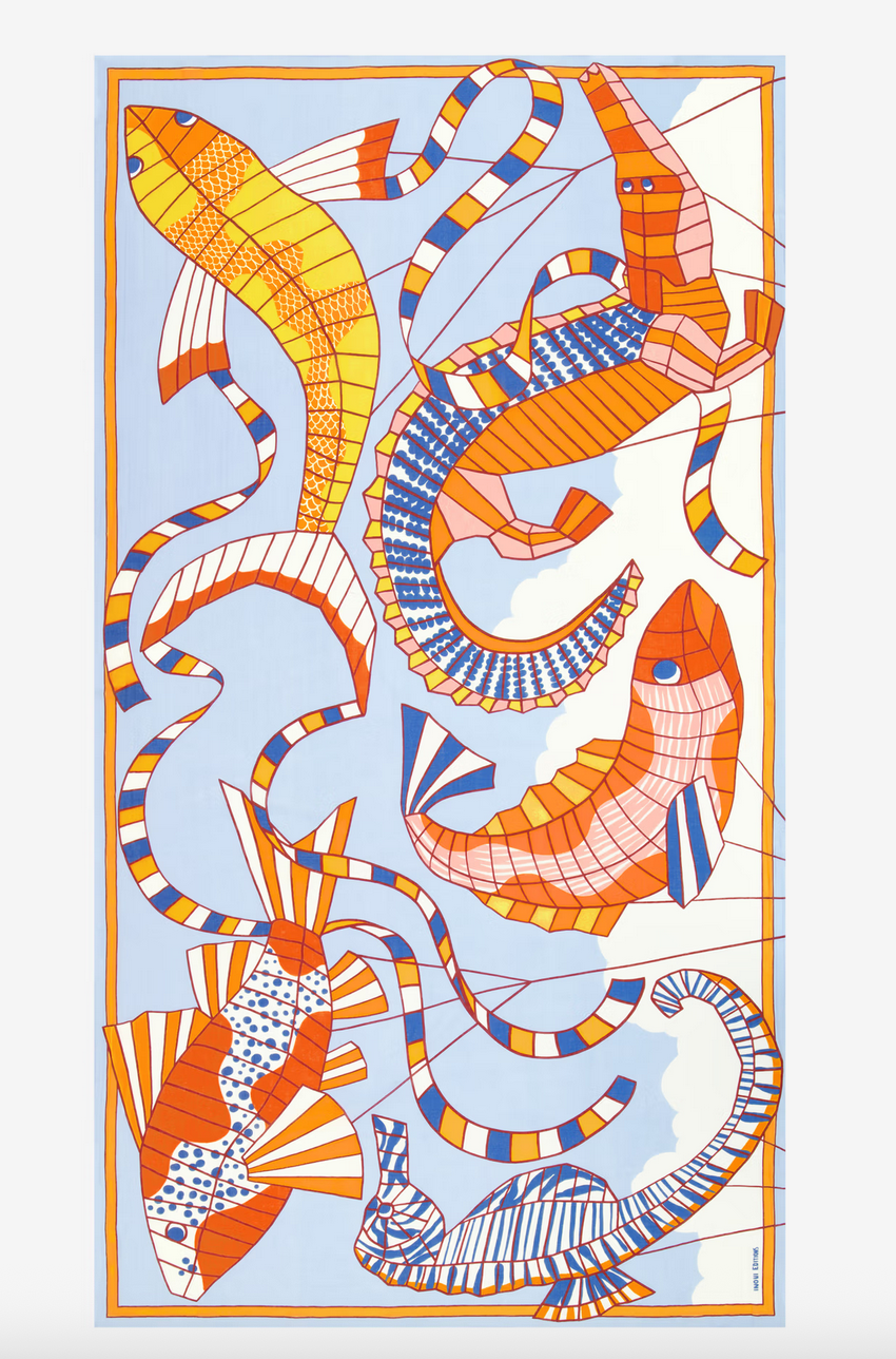 rectangle scarf 100 cerfs volants orange