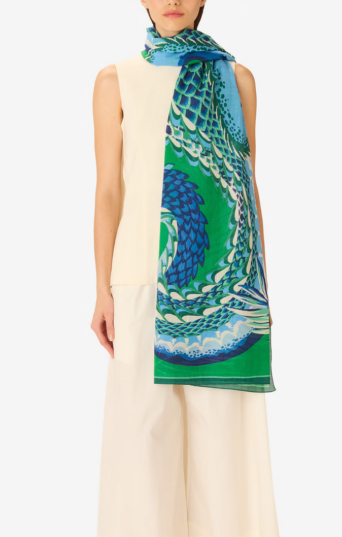 rectangle scarf 100 croco vert green