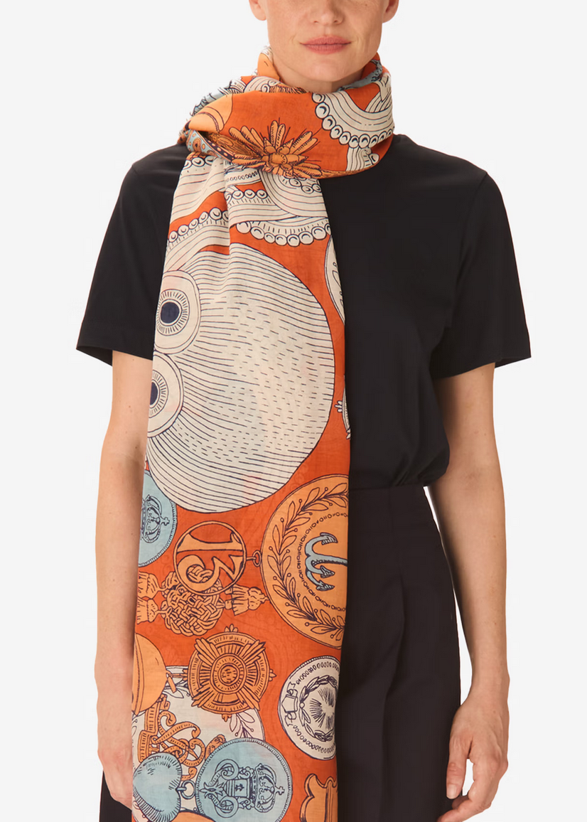 rectanlge scarf 100 octopus orange