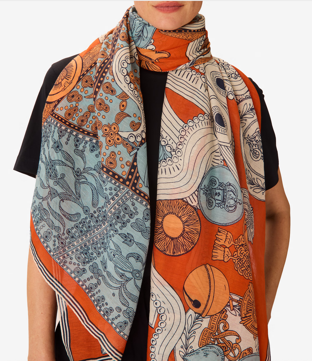 rectanlge scarf 100 octopus orange
