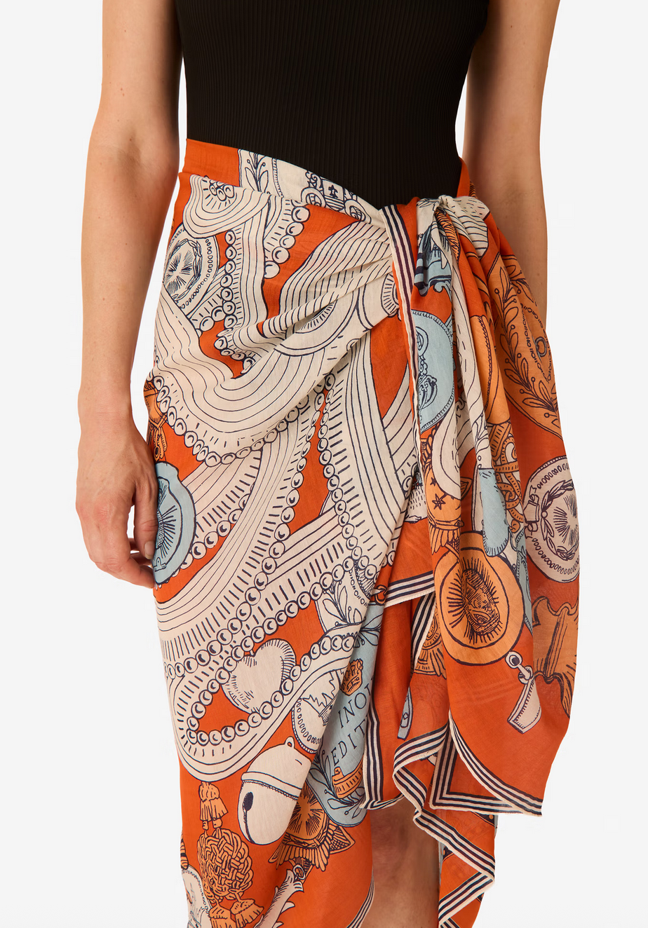 rectanlge scarf 100 octopus orange
