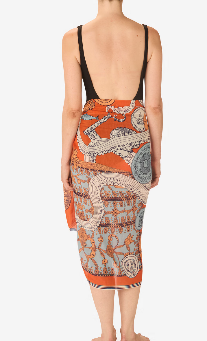 rectanlge scarf 100 octopus orange