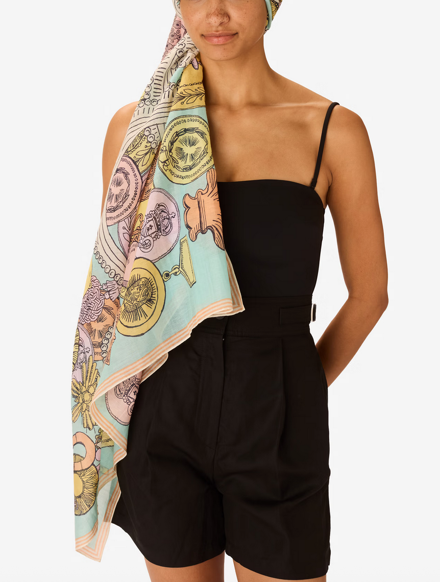 rectangle scarf 100 octopus turquoise