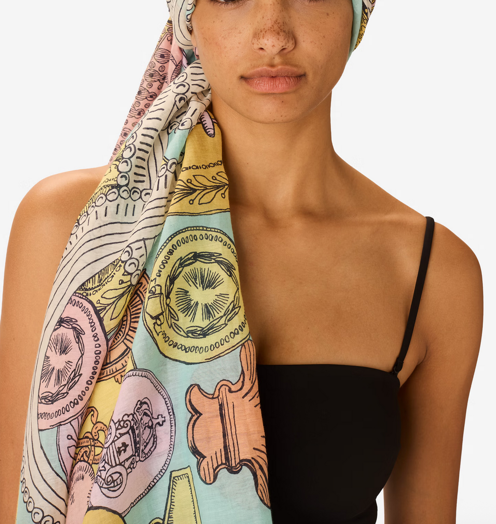 rectangle scarf 100 octopus turquoise