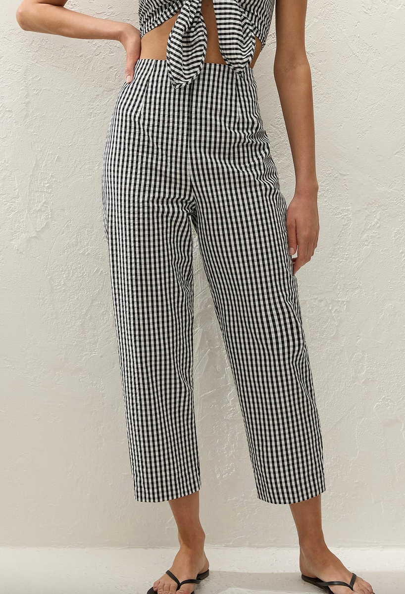 claudine pant black textured gingham