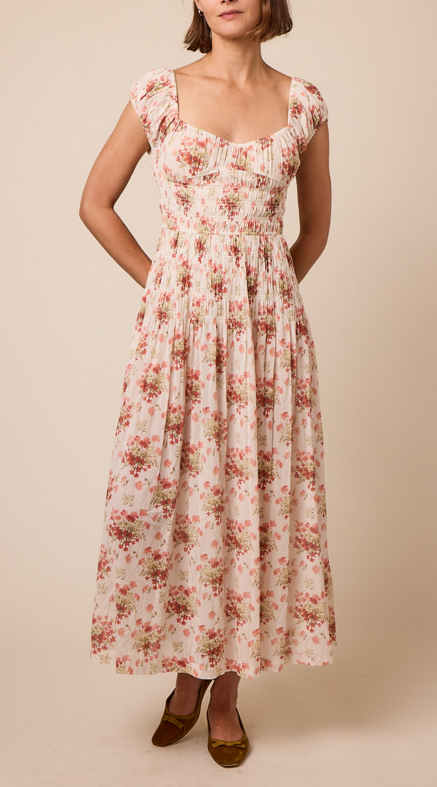 quinette dress ivory lantana floral