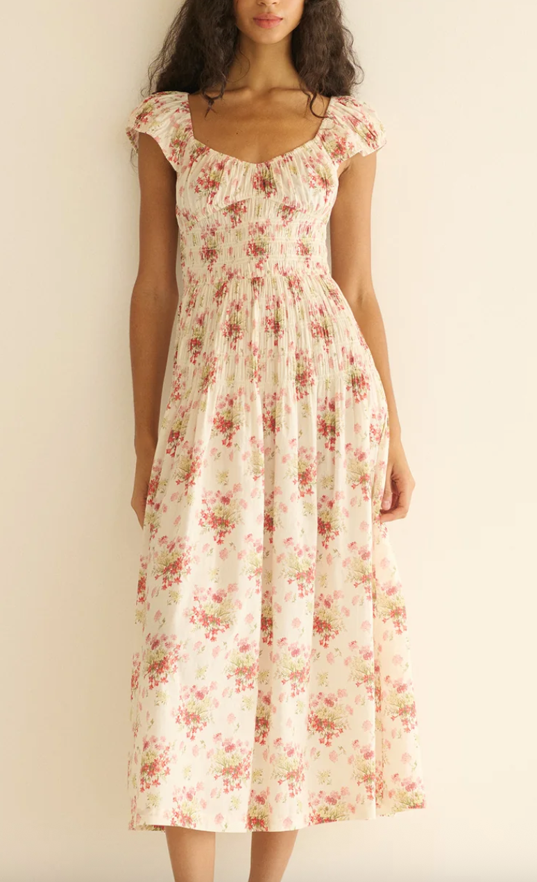 quinette dress ivory lantana floral