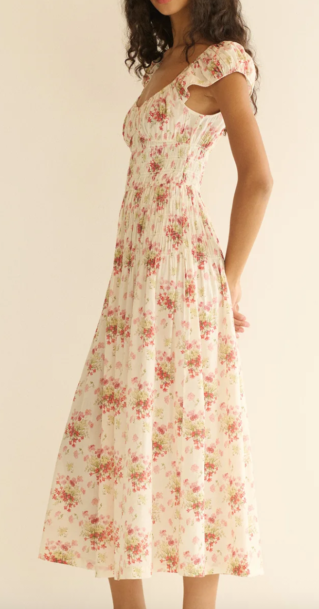 quinette dress ivory lantana floral