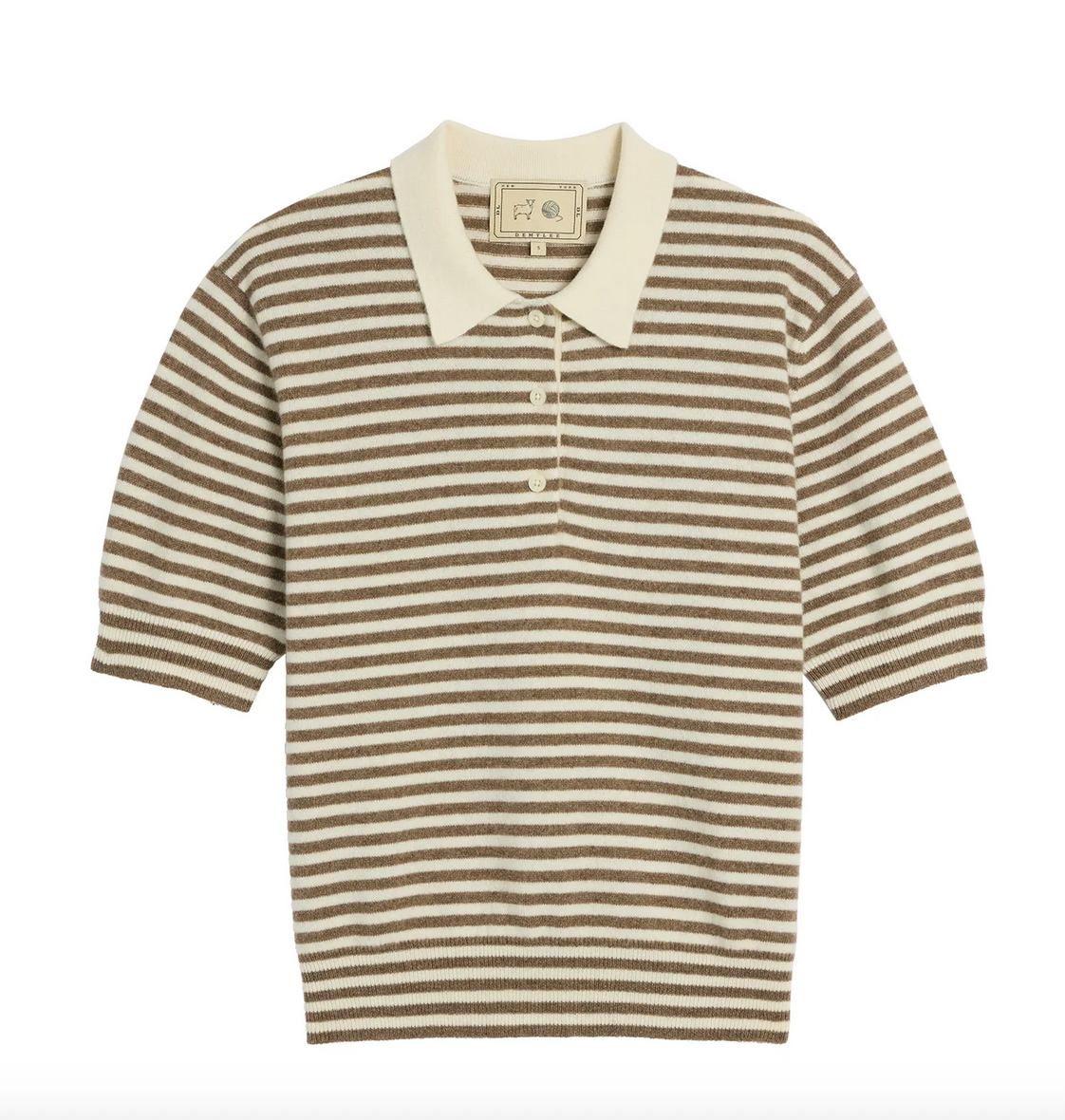 amelia stripe cashmere polo top