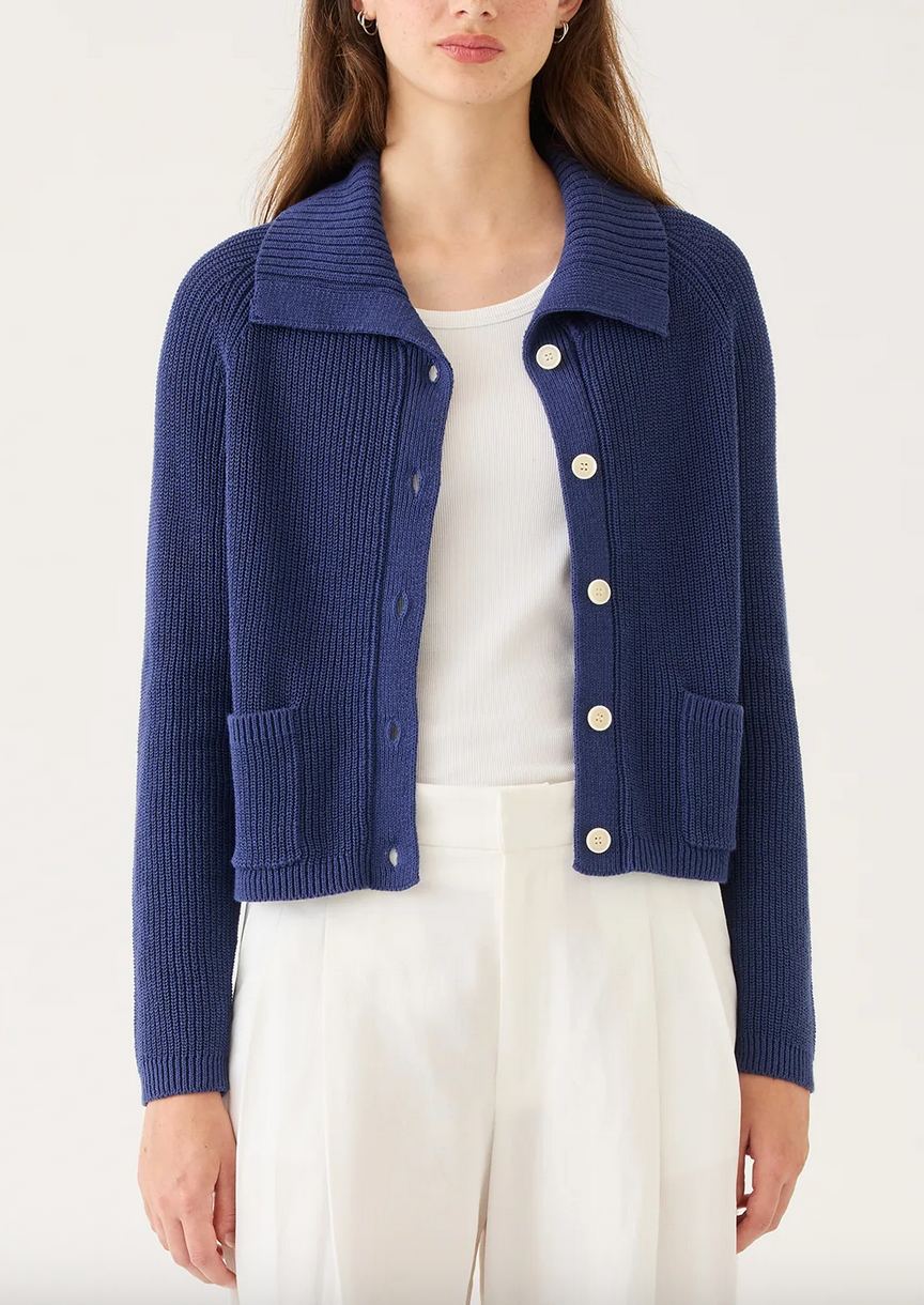 morgan cotton linen cardigan indigo