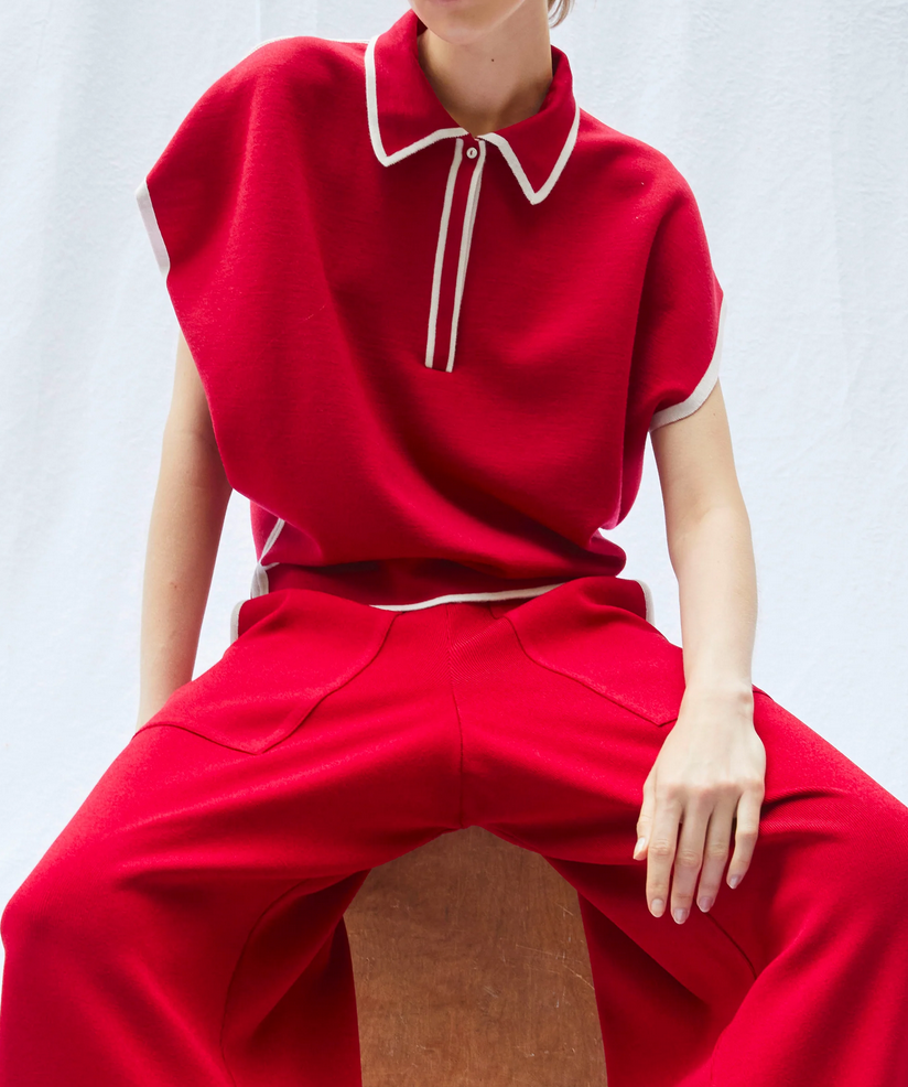 eclat wide top with edged collar garnet natural