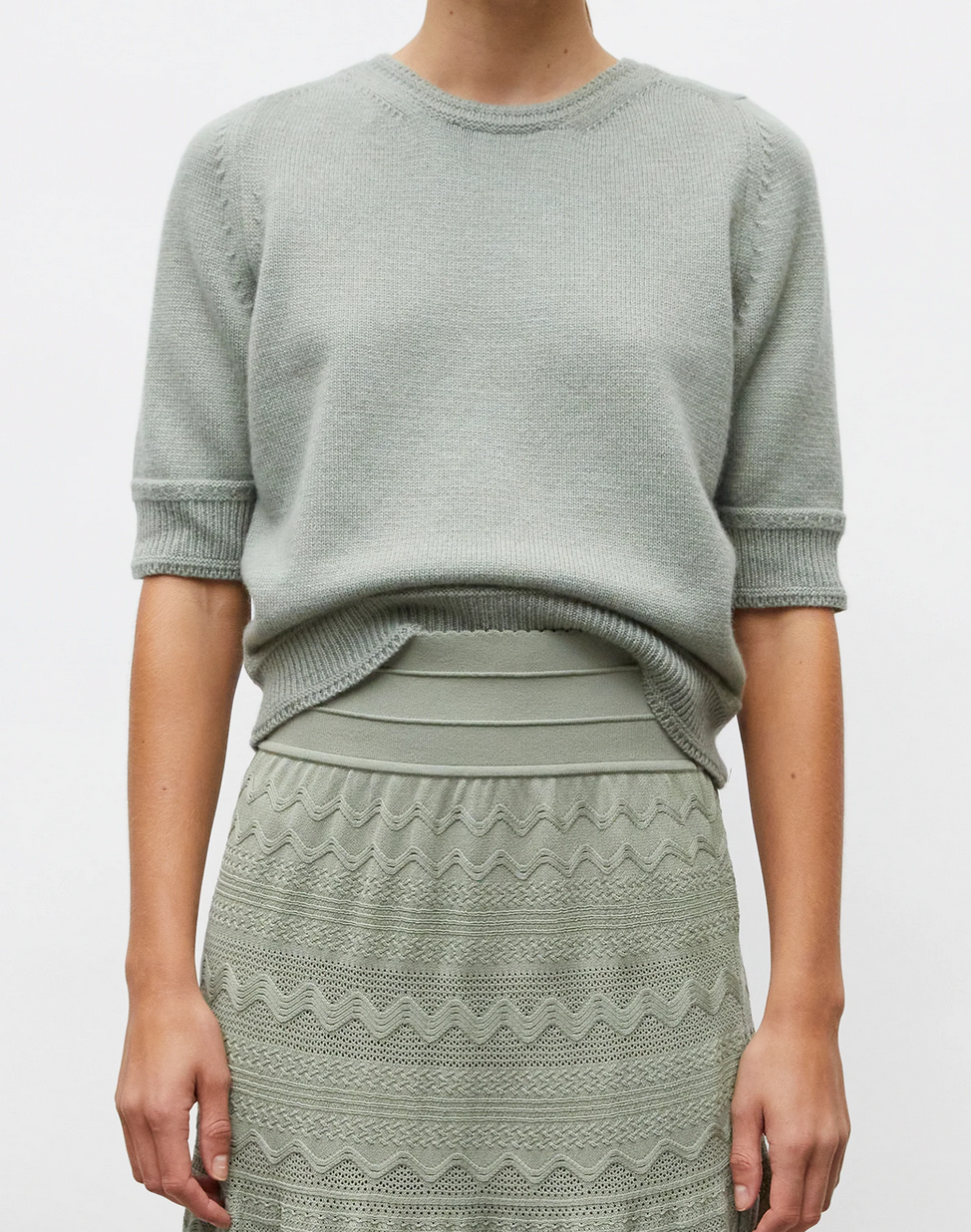 ecume elbow length sleeve top moss