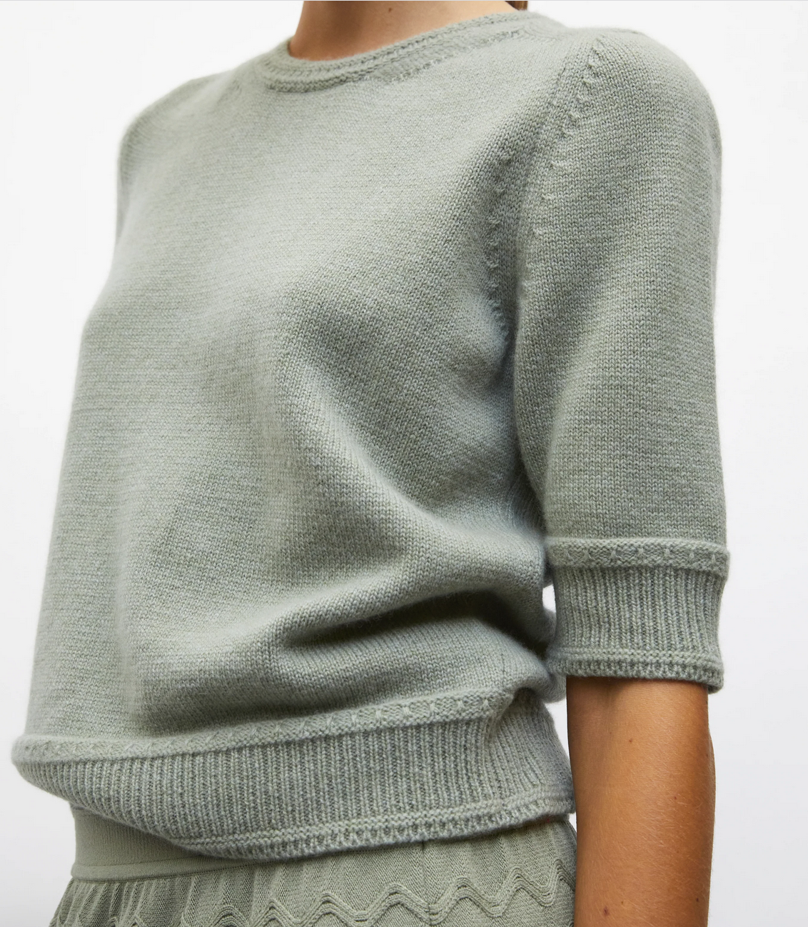 ecume elbow length sleeve top moss