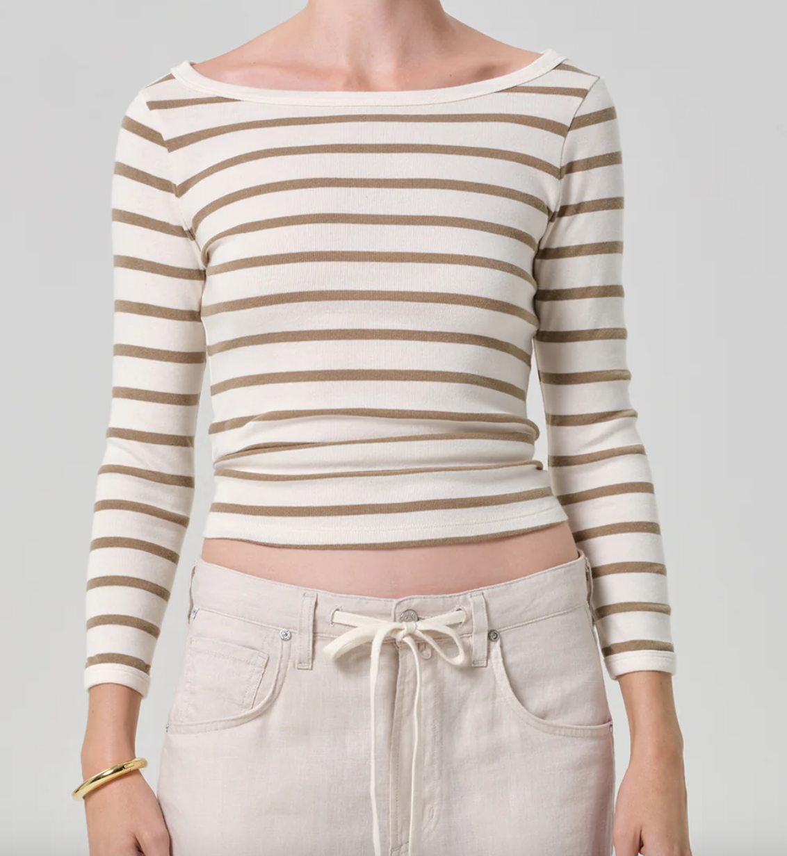 boat neck slim tee in ginger stripe