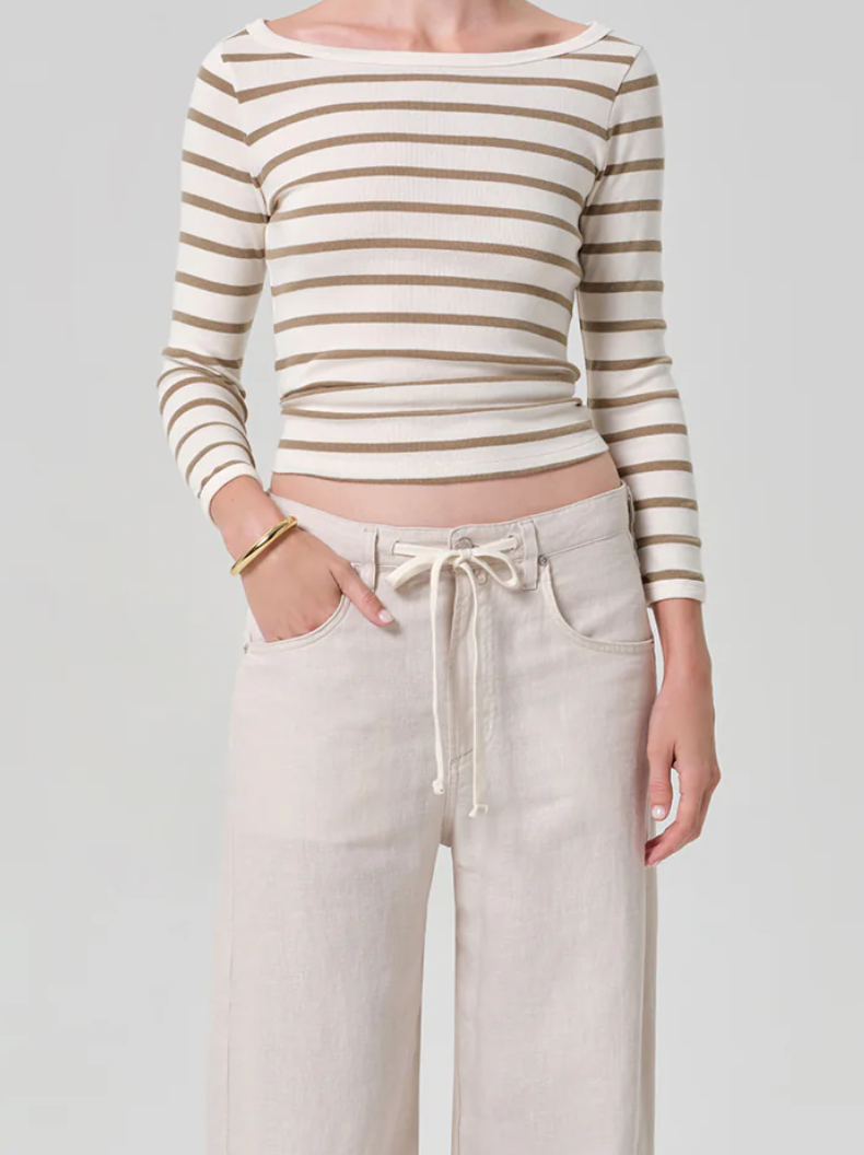 boat neck slim tee in ginger stripe