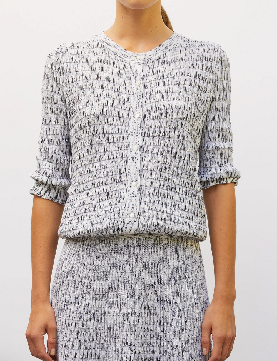 enjoue origami knit cardigan milk multi grey