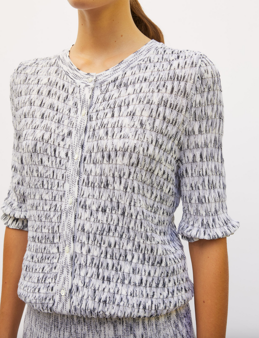 enjoue origami knit cardigan milk multi grey