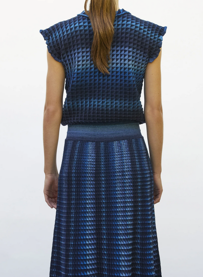 etincelle origami knit top midnight denim