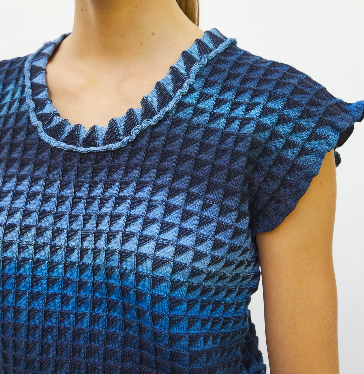 etincelle origami knit top midnight denim