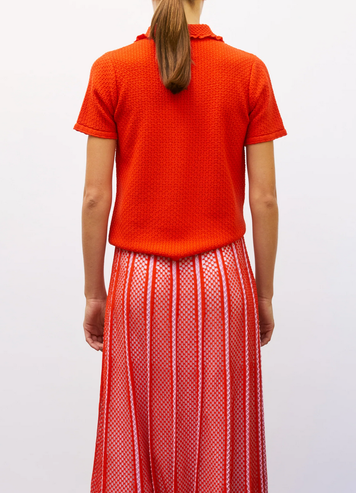 extra polo with ruffled neck blood orange