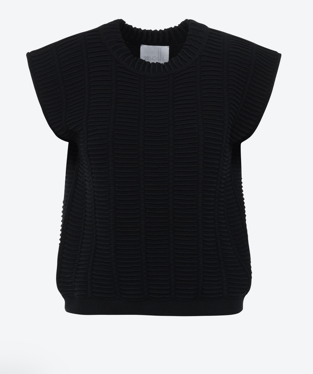 Rock top structure knit sewing deep black