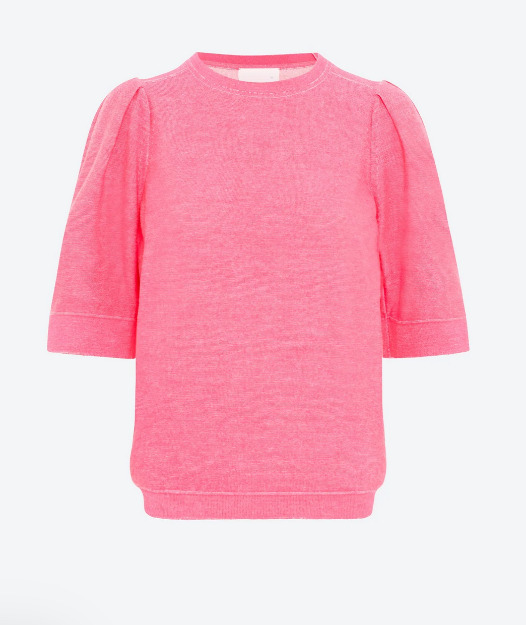 tournesol pleated elbow length sleeved knit top pink denim