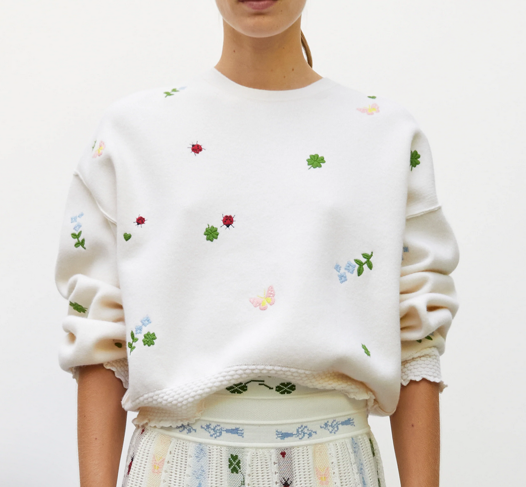 embroidered sweatshirt milk-multi