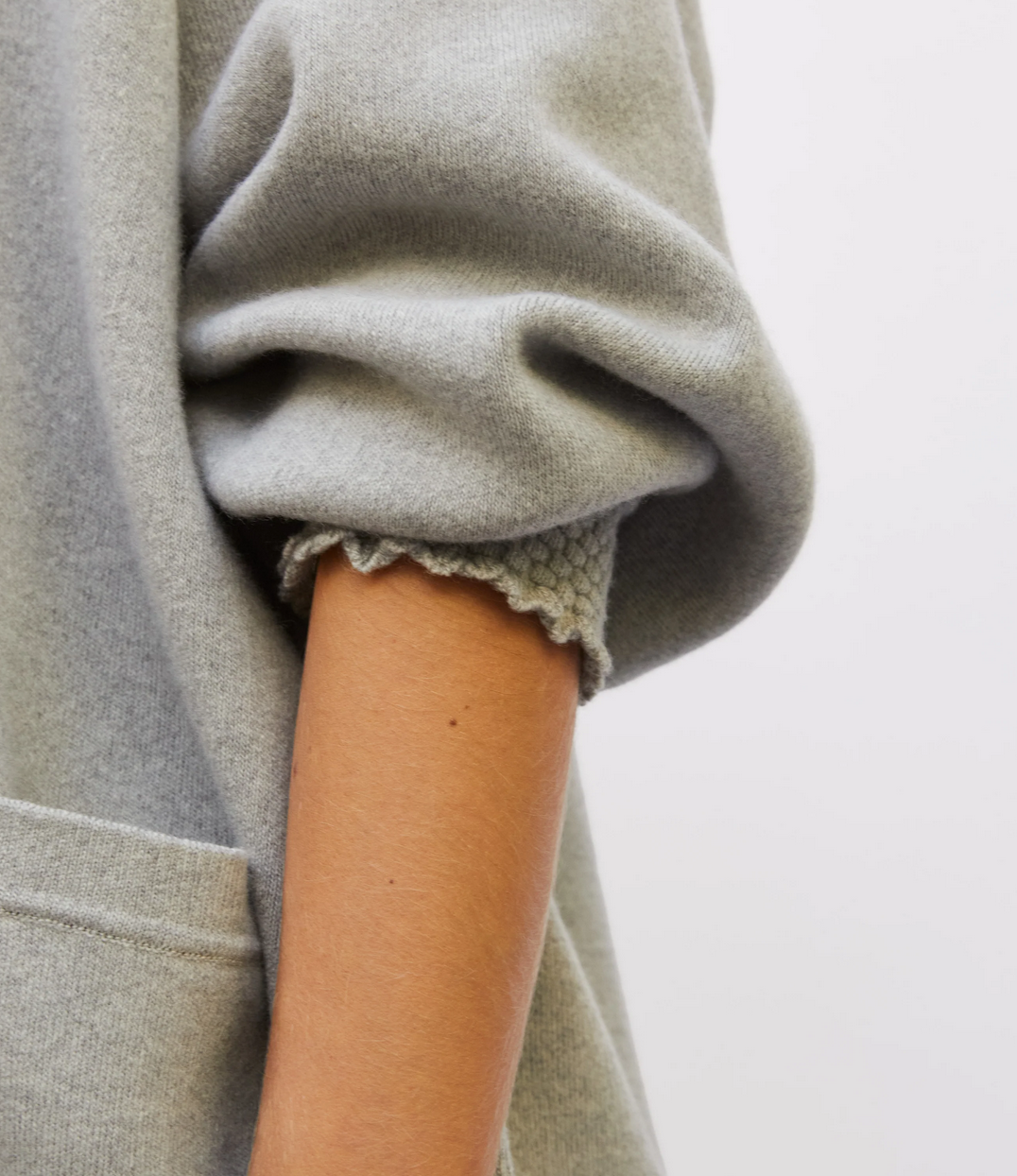 eden cardigan with smocked cuffs mouse grey