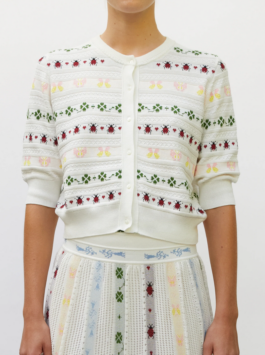 espoir cardigan with charm details milk multi
