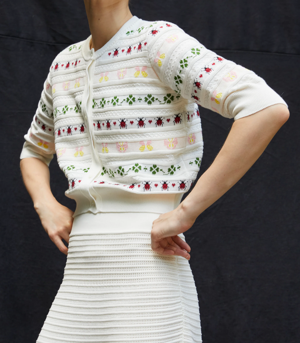 espoir cardigan with charm details milk multi