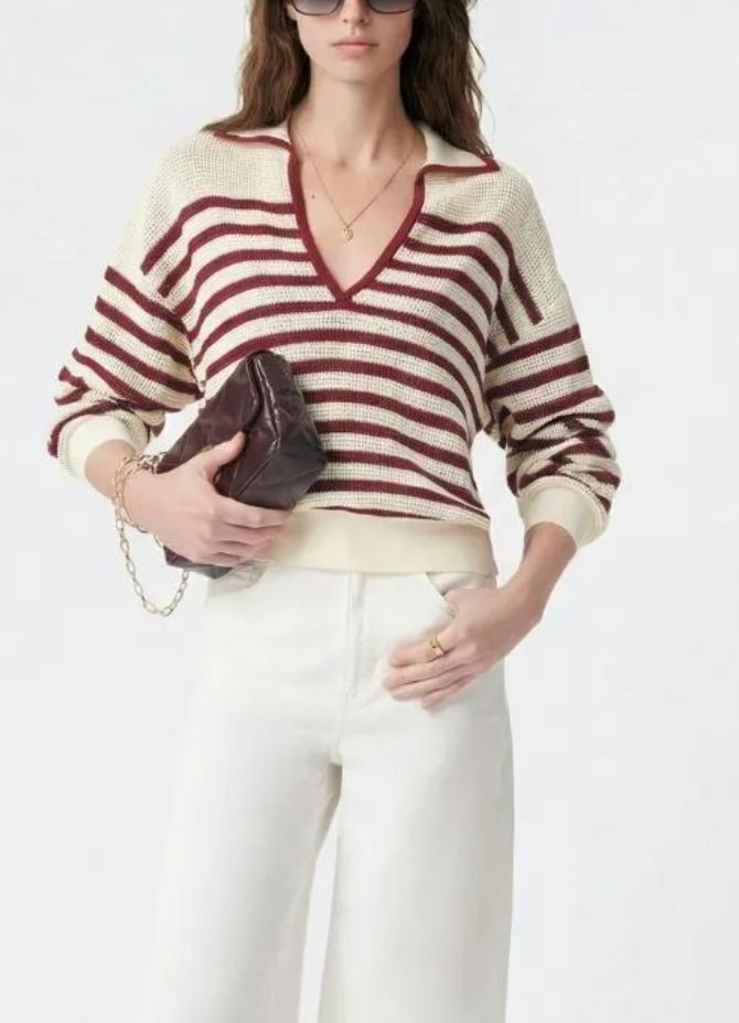 Granville sweater ivoire rouge